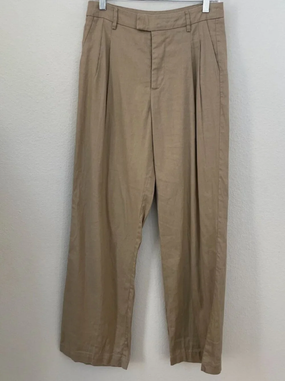 Rails Womens 6 Khaki Wide Leg Pants Marnie Drift Wood Linen Cotton Blend Pleated